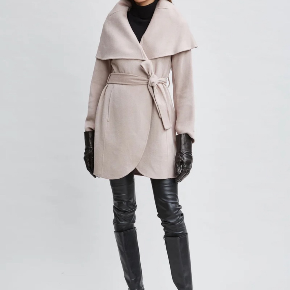 Elie Tahari wool blend shawl collar wrap coat